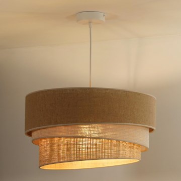 Duolla - Candeeiro suspenso YUTE TRIO 3xE27/15W/230V diâmetro 60 cm castanho/cinzento/bege