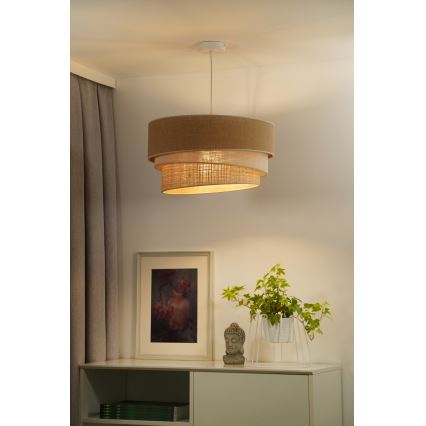 Duolla - Candeeiro suspenso YUTE TRIO 3xE27/15W/230V diâmetro 60 cm castanho/cinzento/bege