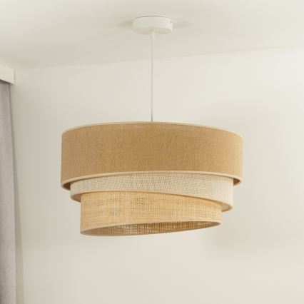 Duolla - Candeeiro suspenso YUTE TRIO 3xE27/15W/230V diâmetro 60 cm castanho/cinzento/bege