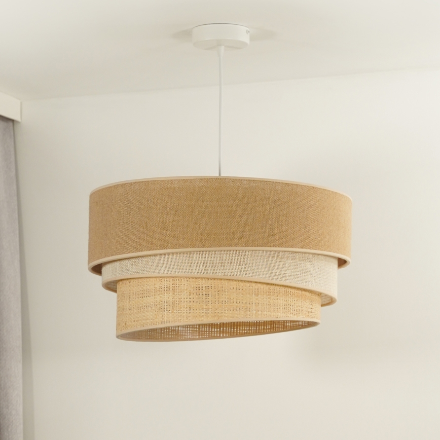 Duolla - Candeeiro suspenso YUTE TRIO 3xE27/15W/230V diâmetro 60 cm castanho/cinzento/bege
