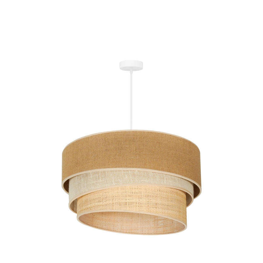 Duolla - Candeeiro suspenso YUTE TRIO 3xE27/15W/230V diâmetro 60 cm castanho/cinzento/bege