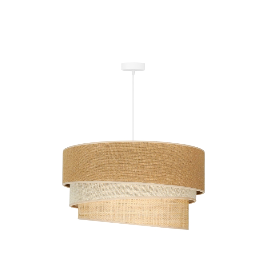Duolla - Candeeiro suspenso YUTE TRIO 3xE27/15W/230V diâmetro 60 cm castanho/cinzento/bege