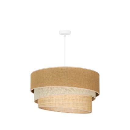 Duolla - Candeeiro suspenso YUTE TRIO 3xE27/15W/230V diâmetro 60 cm castanho/cinzento/bege