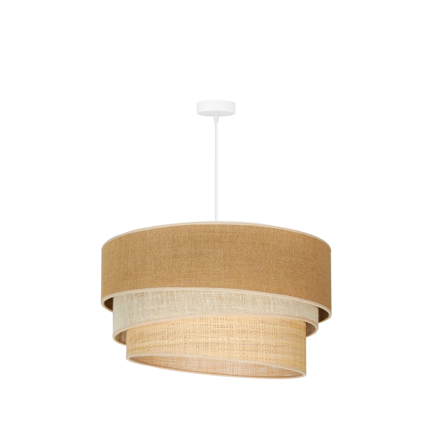 Duolla - Candeeiro suspenso YUTE TRIO 3xE27/15W/230V diâmetro 60 cm castanho/cinzento/bege
