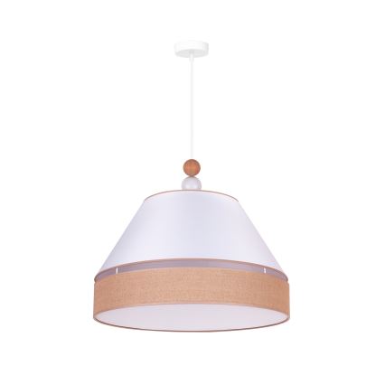 Duolla - Candelabro suspenso AVIGNON 1xE27/15W/230V diâmetro 60 cm branco/castanho