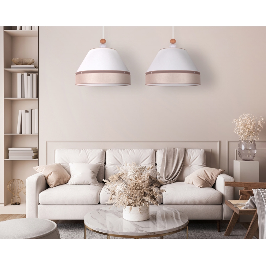Duolla - Candelabro suspenso AVIGNON 2xE27/15W/230V branco/bege
