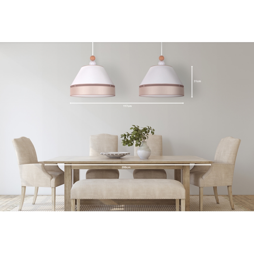 Duolla - Candelabro suspenso AVIGNON 2xE27/15W/230V branco/bege