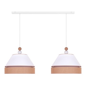 Duolla - Candelabro suspenso AVIGNON 2xE27/15W/230V branco/castanho