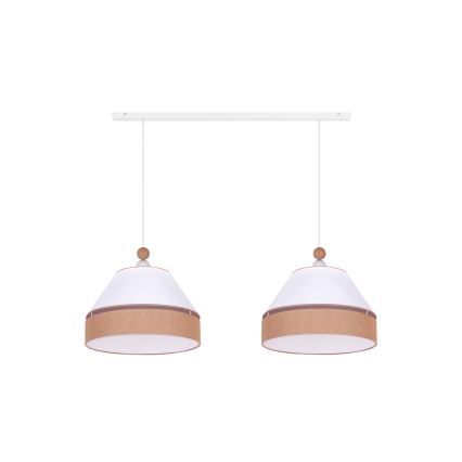 Duolla - Candelabro suspenso AVIGNON 2xE27/15W/230V branco/castanho