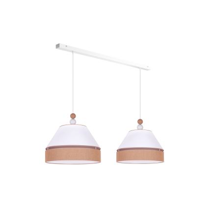 Duolla - Candelabro suspenso AVIGNON 2xE27/15W/230V branco/castanho