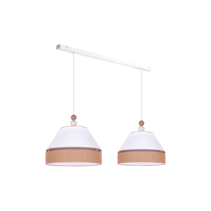 Duolla - Candelabro suspenso AVIGNON 2xE27/15W/230V branco/castanho