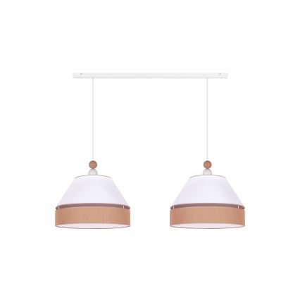 Duolla - Candelabro suspenso AVIGNON 2xE27/15W/230V branco/castanho