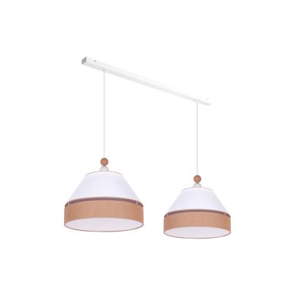 Duolla - Candelabro suspenso AVIGNON 2xE27/15W/230V branco/castanho