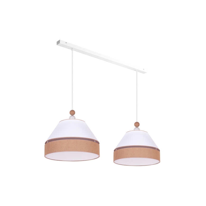 Duolla - Candelabro suspenso AVIGNON 2xE27/15W/230V branco/castanho