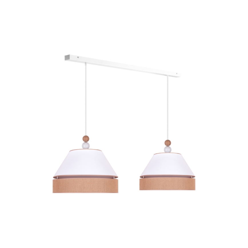Duolla - Candelabro suspenso AVIGNON 2xE27/15W/230V branco/castanho