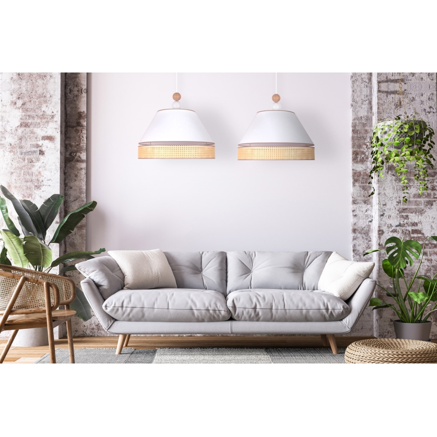 Duolla - Candelabro suspenso AVIGNON 2xE27/15W/230V branco/vime