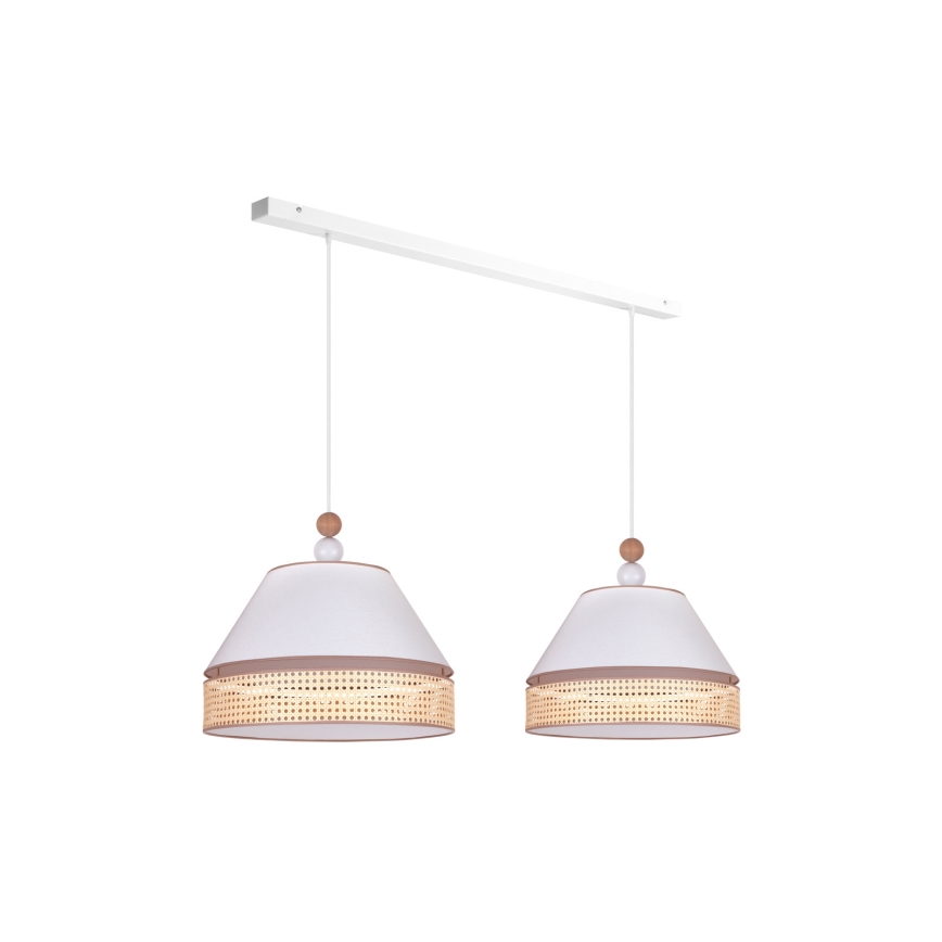 Duolla - Candelabro suspenso AVIGNON 2xE27/15W/230V branco/vime