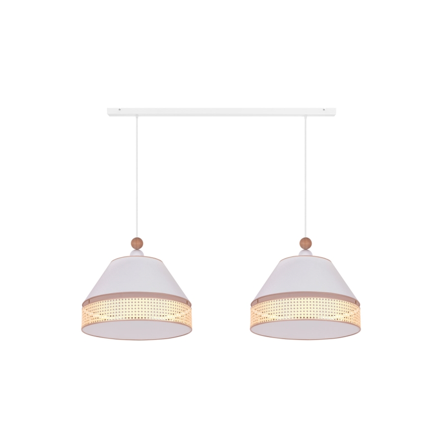 Duolla - Candelabro suspenso AVIGNON 2xE27/15W/230V branco/vime