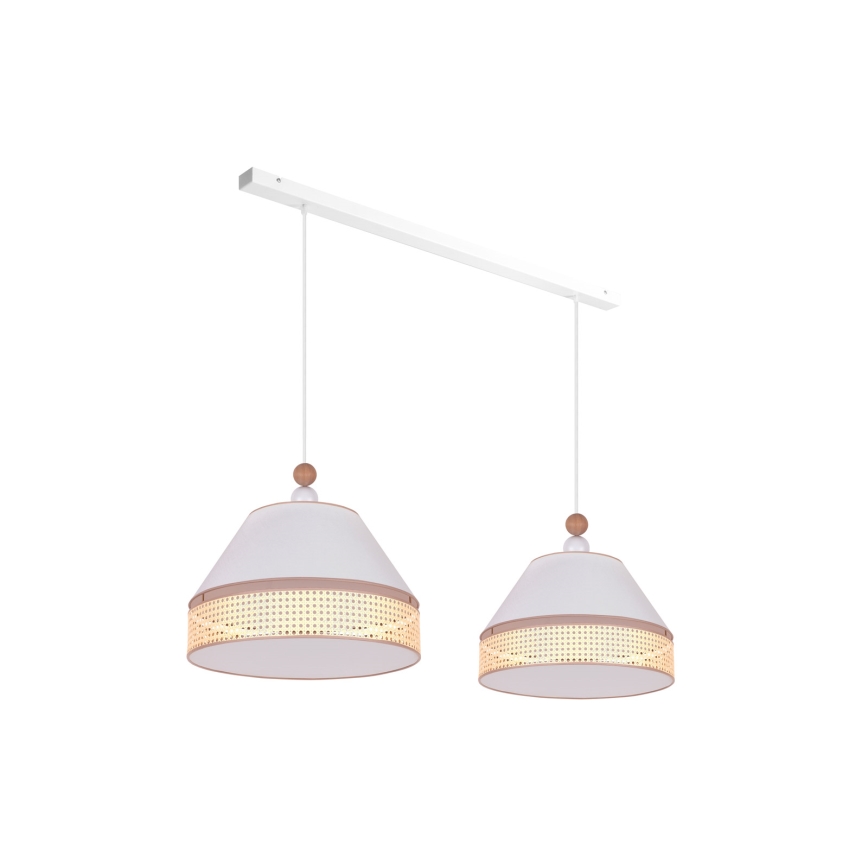 Duolla - Candelabro suspenso AVIGNON 2xE27/15W/230V branco/vime