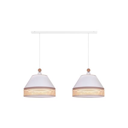 Duolla - Candelabro suspenso AVIGNON 2xE27/15W/230V branco/vime