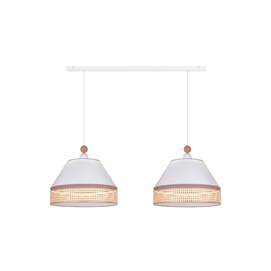 Duolla - Candelabro suspenso AVIGNON 2xE27/15W/230V branco/vime