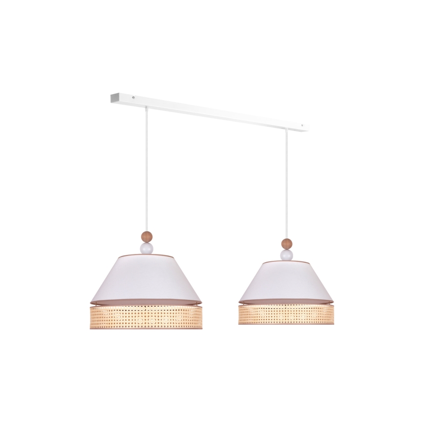 Duolla - Candelabro suspenso AVIGNON 2xE27/15W/230V branco/vime