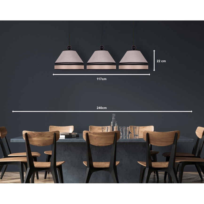 Duolla - Candelabro suspenso AVIGNON 3xE27/15W/230V bege