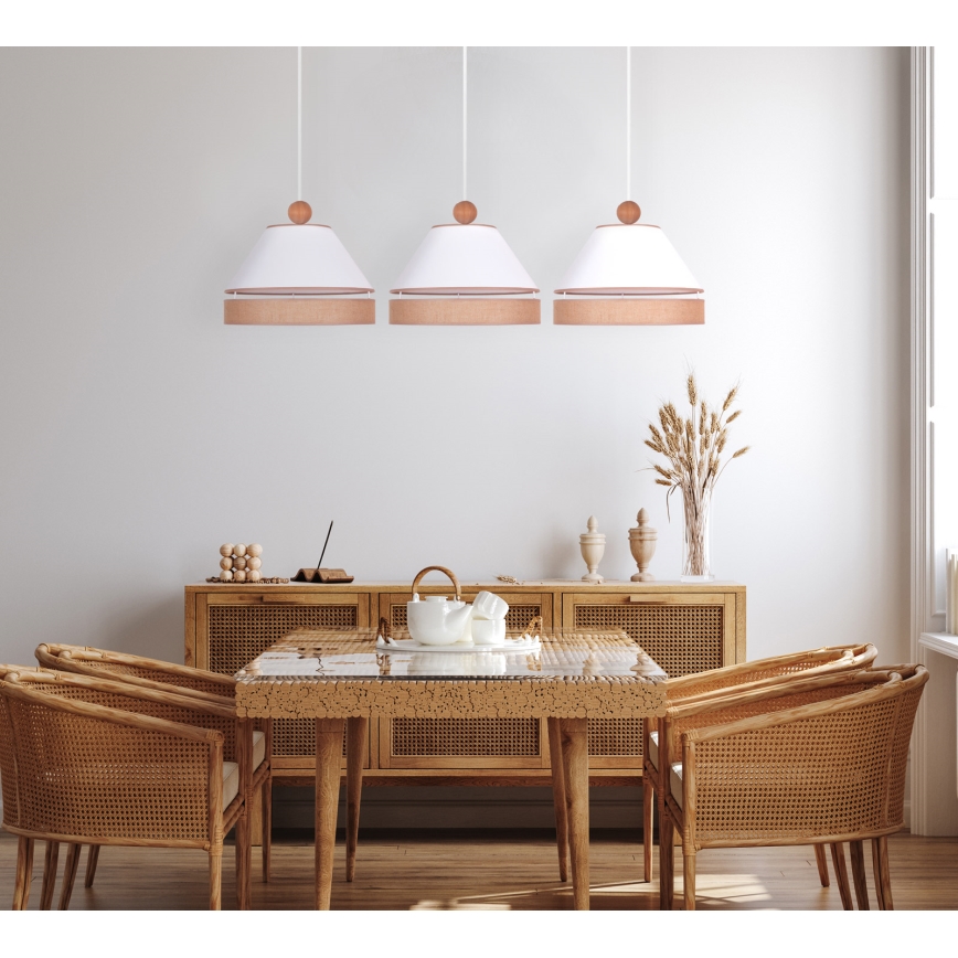Duolla - Candelabro suspenso AVIGNON 3xE27/15W/230V branco/castanho