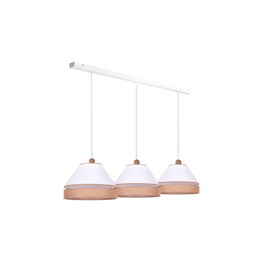 Duolla - Candelabro suspenso AVIGNON 3xE27/15W/230V branco/castanho