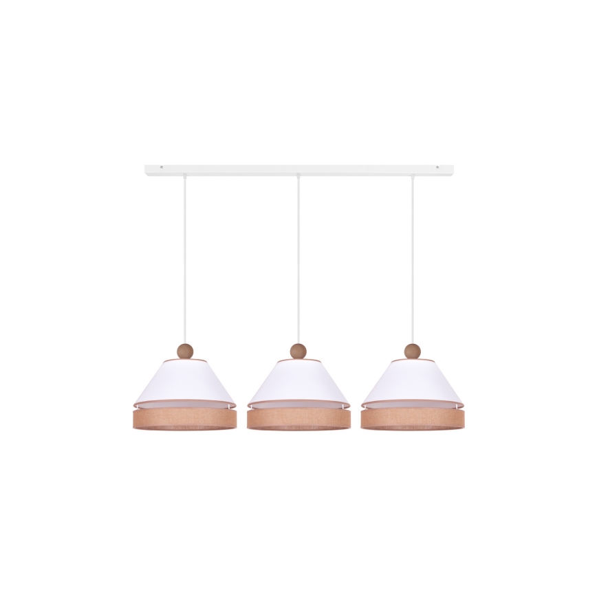 Duolla - Candelabro suspenso AVIGNON 3xE27/15W/230V branco/castanho