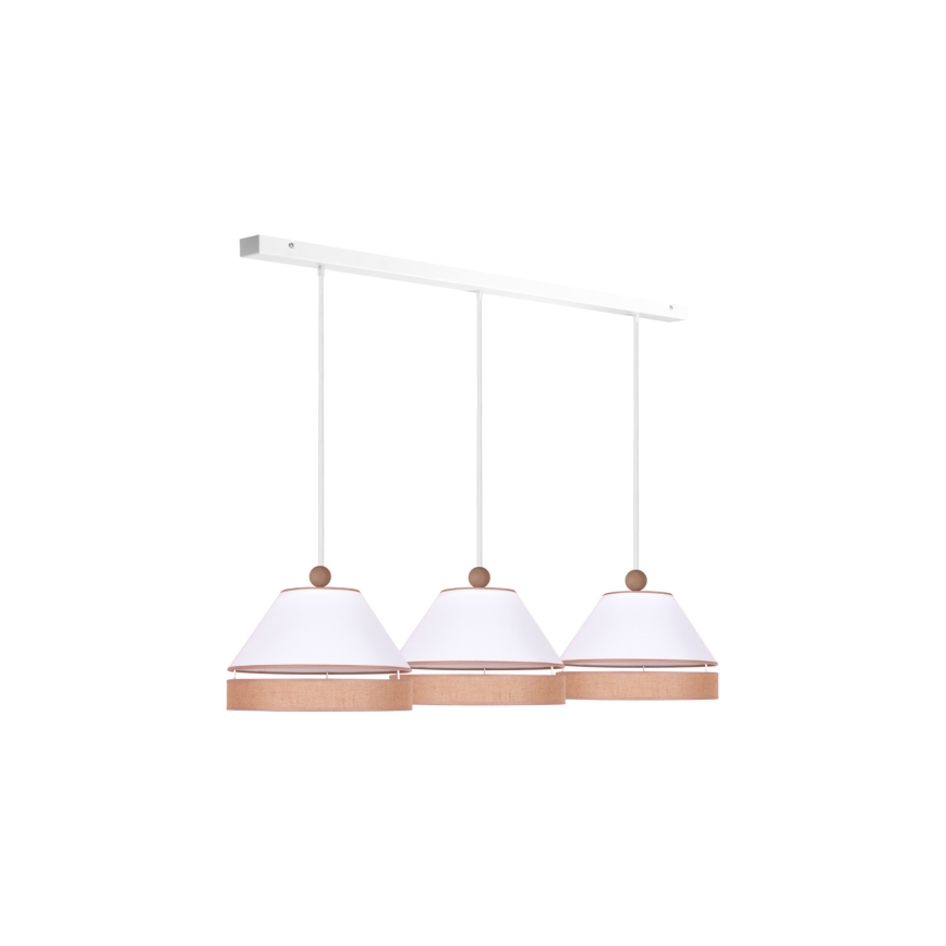 Duolla - Candelabro suspenso AVIGNON 3xE27/15W/230V branco/castanho