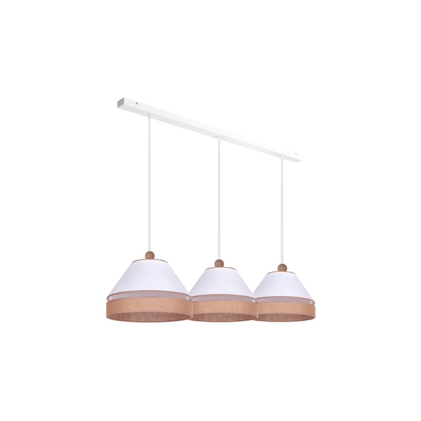 Duolla - Candelabro suspenso AVIGNON 3xE27/15W/230V branco/castanho