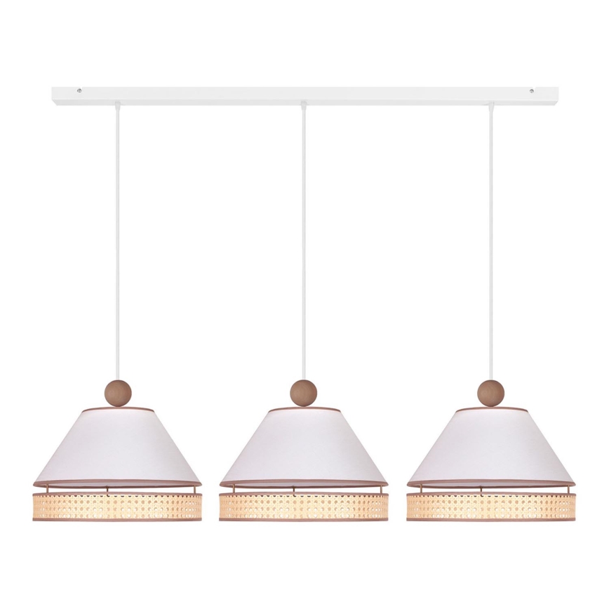 Duolla - Candelabro suspenso AVIGNON 3xE27/15W/230V branco/vime