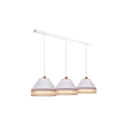Duolla - Candelabro suspenso AVIGNON 3xE27/15W/230V branco/vime