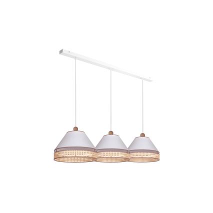 Duolla - Candelabro suspenso AVIGNON 3xE27/15W/230V branco/vime