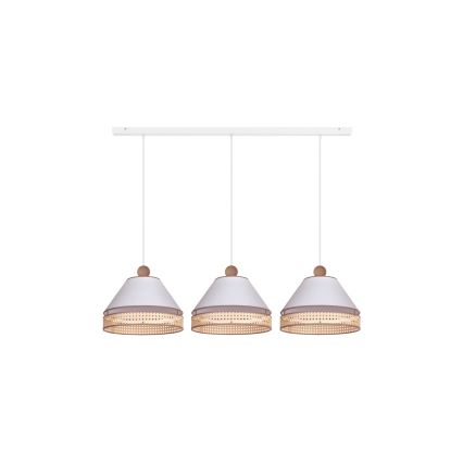 Duolla - Candelabro suspenso AVIGNON 3xE27/15W/230V branco/vime