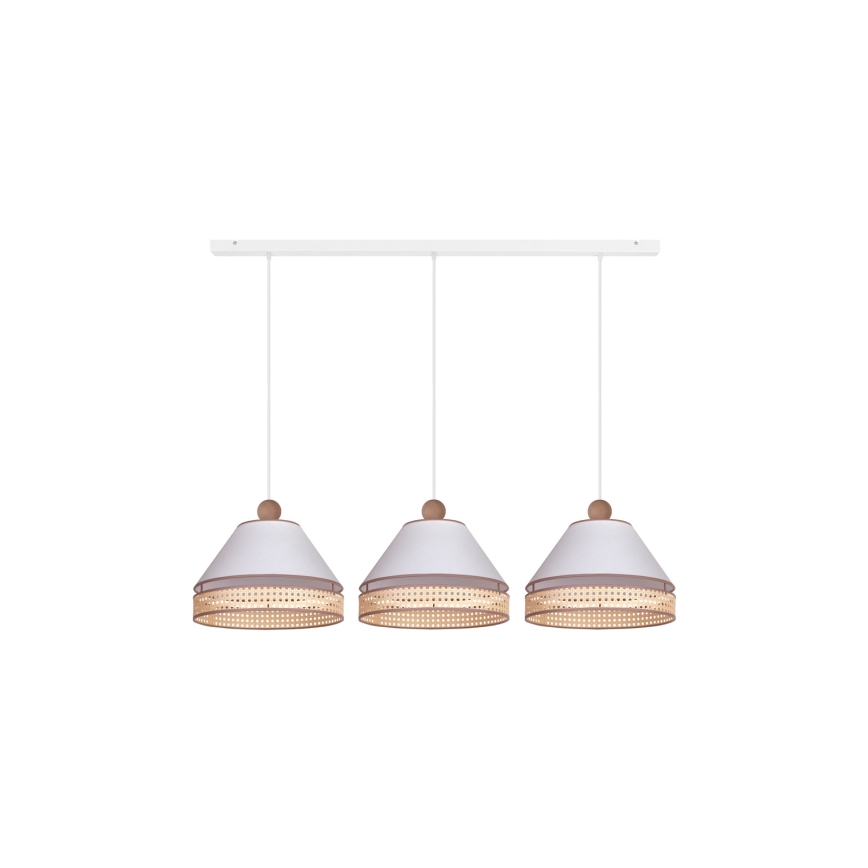 Duolla - Candelabro suspenso AVIGNON 3xE27/15W/230V branco/vime