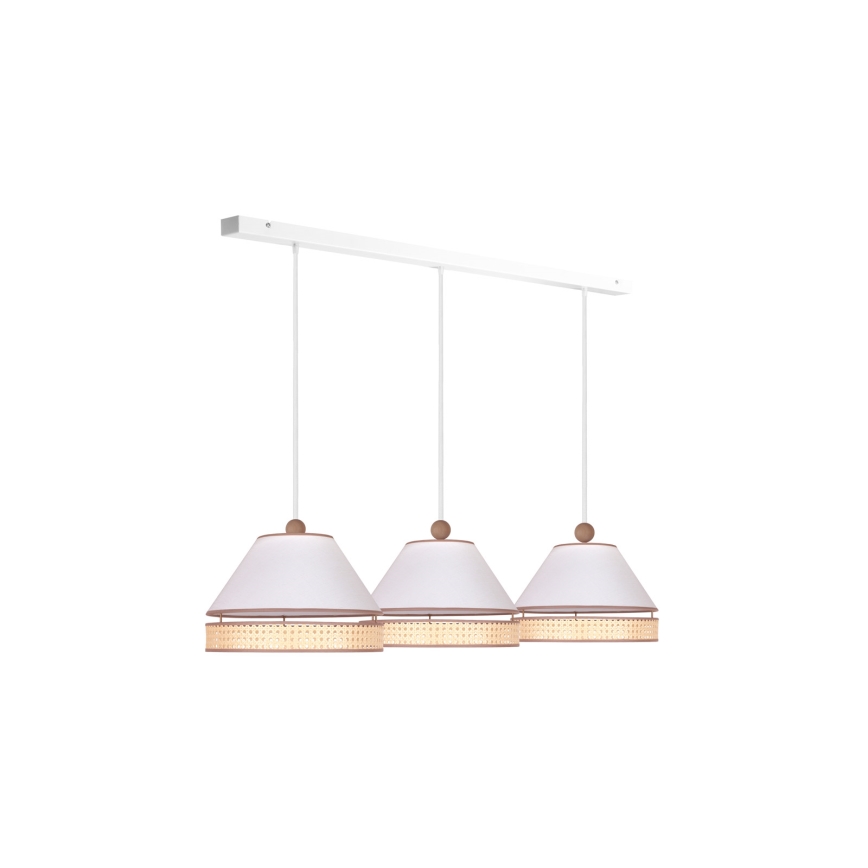 Duolla - Candelabro suspenso AVIGNON 3xE27/15W/230V branco/vime