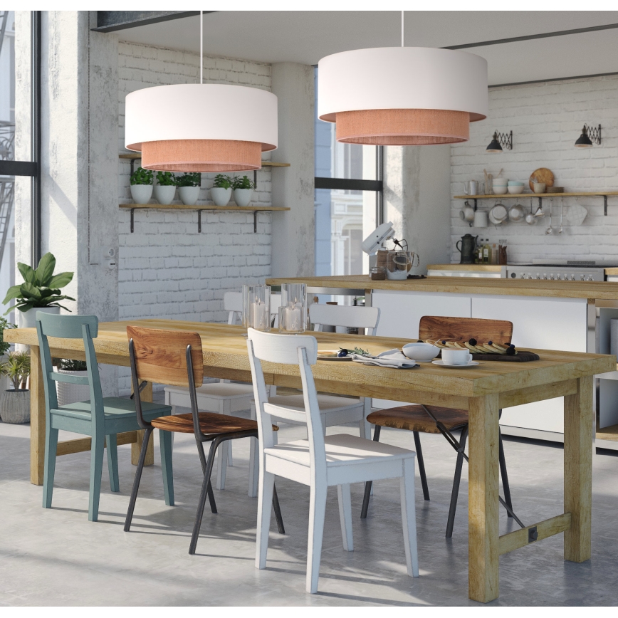 Duolla - Candelabro suspenso BOHO 2xE27/15W/230V bege/castanho