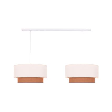Duolla - Candelabro suspenso BOHO 2xE27/15W/230V bege/castanho