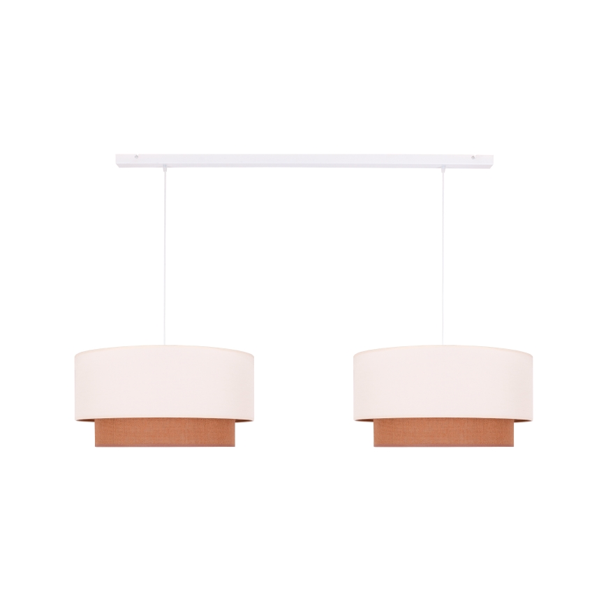 Duolla - Candelabro suspenso BOHO 2xE27/15W/230V bege/castanho