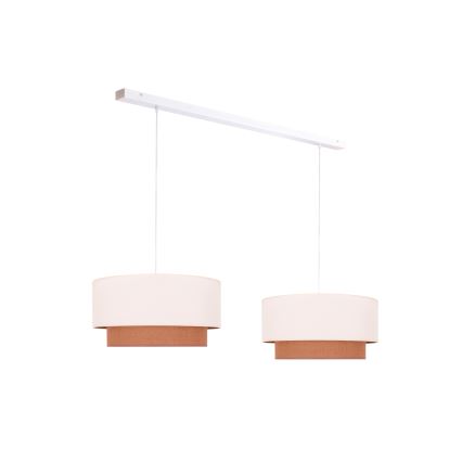 Duolla - Candelabro suspenso BOHO 2xE27/15W/230V bege/castanho