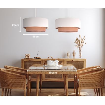 Duolla - Candelabro suspenso BOHO 2xE27/15W/230V bege/castanho