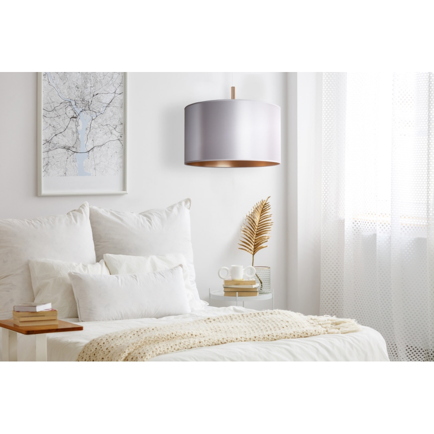 Duolla - Candelabro suspenso CANNES 1xE27/15W/230V diâmetro 45 cm prateado/cobre