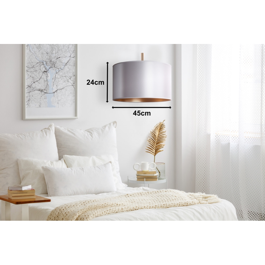 Duolla - Candelabro suspenso CANNES 1xE27/15W/230V diâmetro 45 cm prateado/cobre
