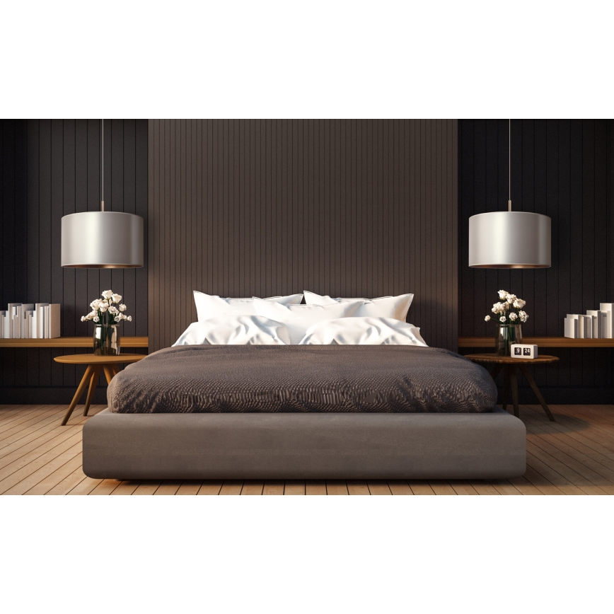 Duolla - Candelabro suspenso CANNES 1xE27/15W/230V diâmetro 45 cm prateado/cobre