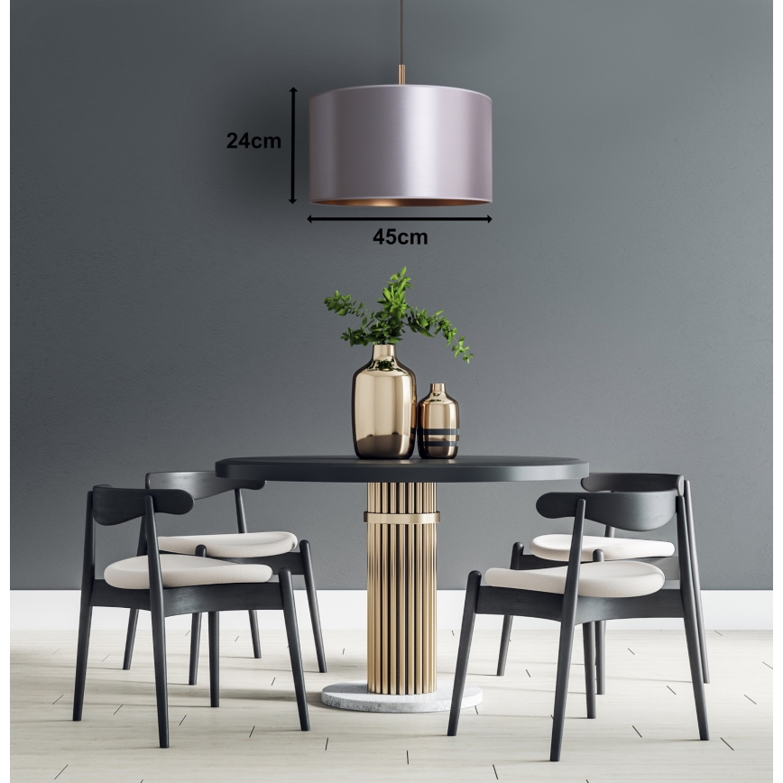 Duolla - Candelabro suspenso CANNES 1xE27/15W/230V diâmetro 45 cm prateado/cobre
