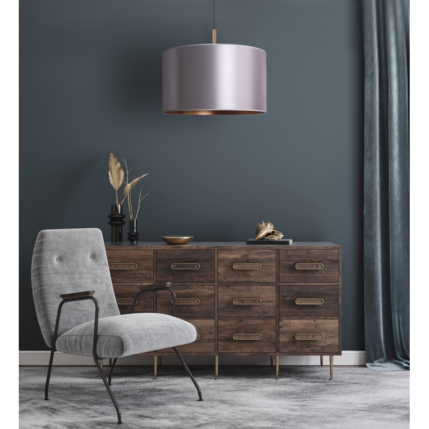 Duolla - Candelabro suspenso CANNES 1xE27/15W/230V diâmetro 50 cm prateado/cobre