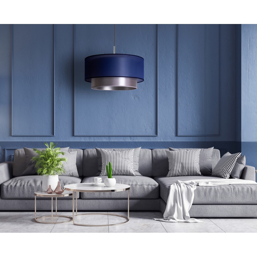 Duolla - Candelabro suspenso NANTES 1xE27/15W/230V diâmetro 45 cm azul/prateado