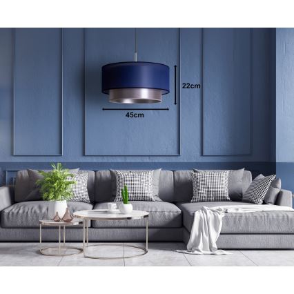 Duolla - Candelabro suspenso NANTES 1xE27/15W/230V diâmetro 45 cm azul/prateado